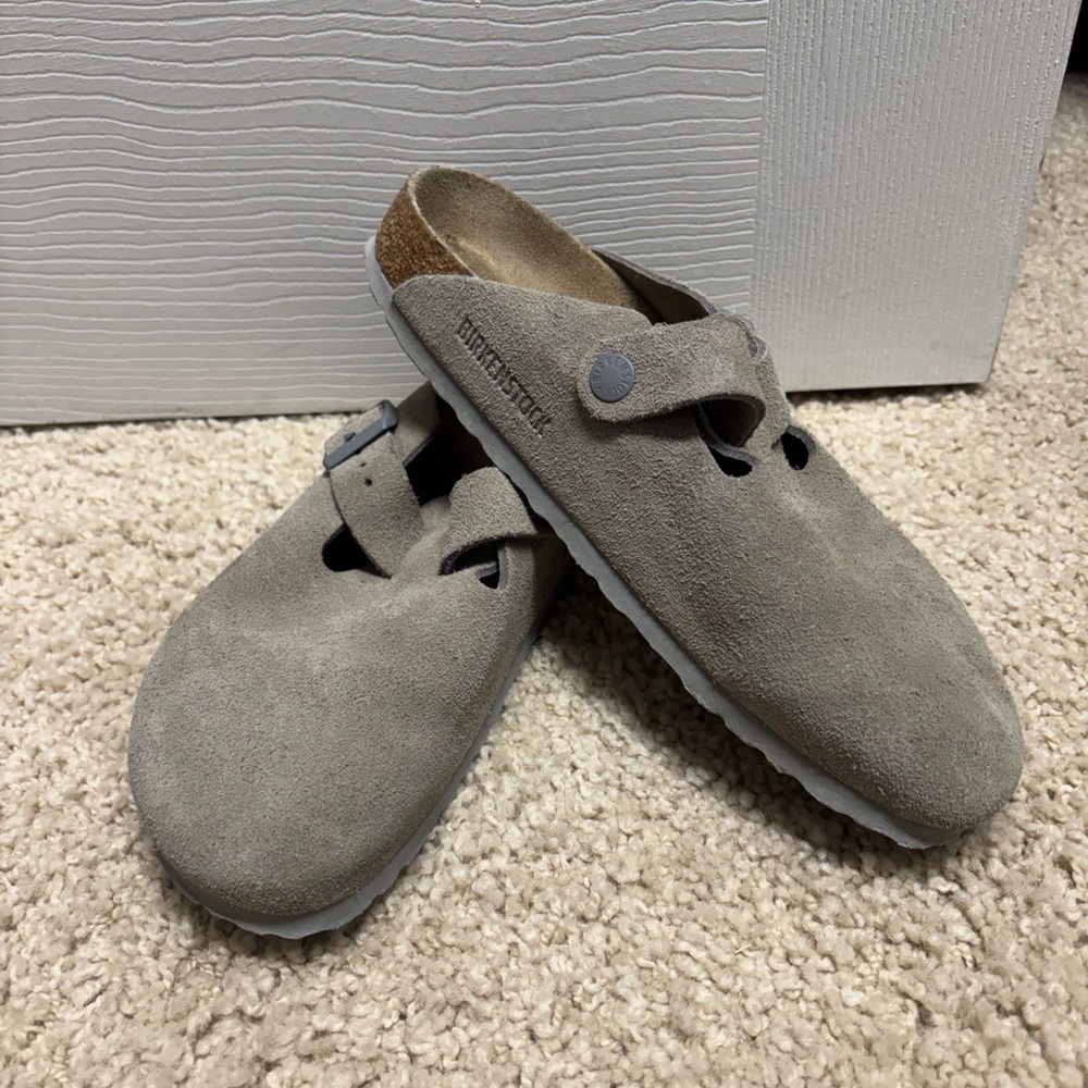 Birkenstock Boston Taupe Suede Slip-Ons